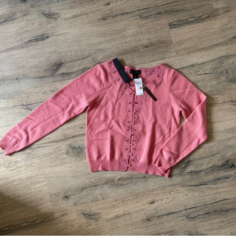 NWT House of Harlow 1960 Cashmere Cardigan Sz M Pink Rouge 100% Cashmere